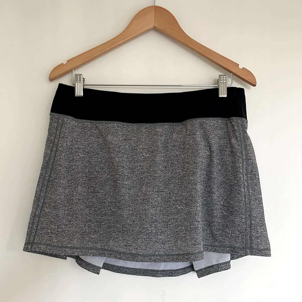 Lululemon Athletica Pace Rival Skirt Heather Gray Black 10 Tall